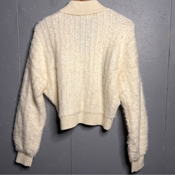 Anthropologie Brushed Sweater Cardigan Wool Blend Soft Ivory. Size Medium - Picture 4 of 15